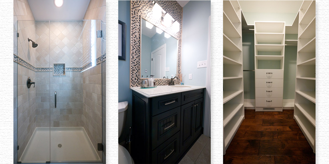 Full bathroom and walk in closet in an amiano and son home addition