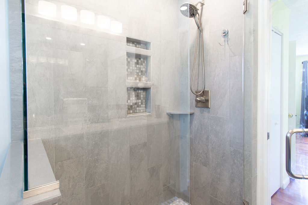 Large walk in shower in an amiano and son full bathroom remodel
