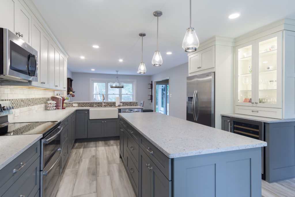two tone gray and white kitchen from amiano and son construction