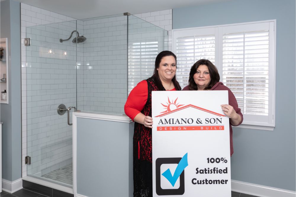 Amiano and son 100% satisfied customer in their remodeled bathroom