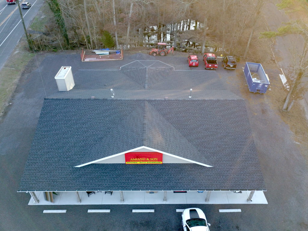 Drone shot of amiano and son show room