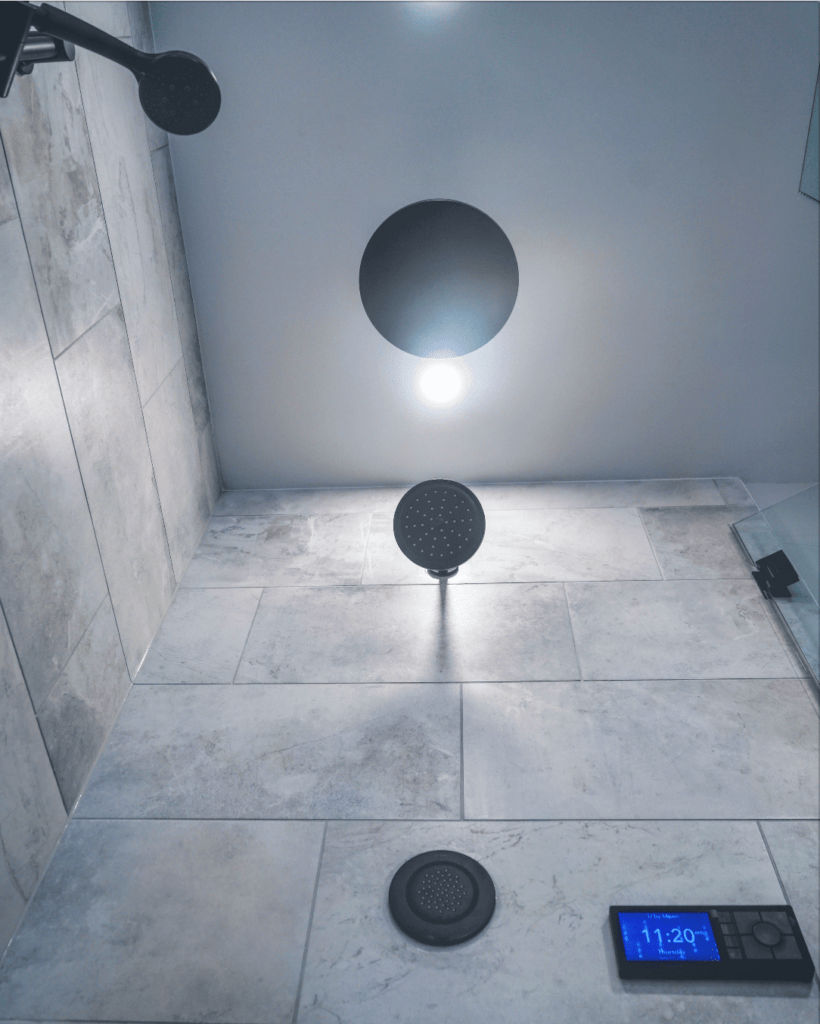 shower in a full bathroom from amiano and son